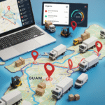 Real-time fleet management system in Guam showing vehicle tracking, asset monitoring, and route optimization on a digital dashboard.